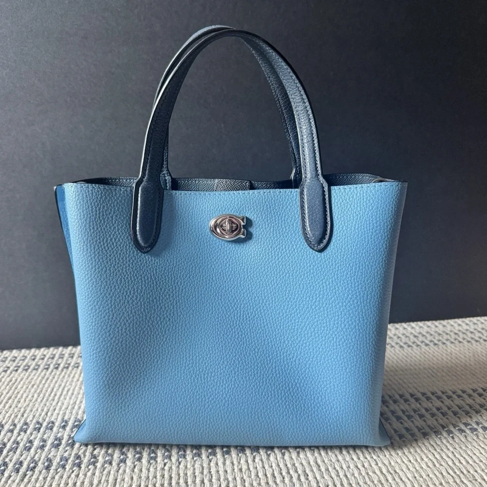 NWT COACH Willow 24 Tote Pool Multi Blue Silver Tone Hardware Leather C8561